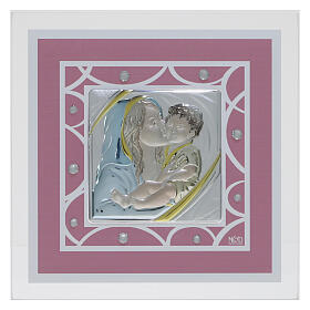 Tableau maternité rose idée cadeau baptême 17x17 cm