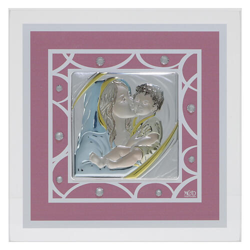 Quadretto maternità rosa idea regalo battesimo 17x17 cm 1