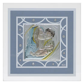 Obrazek Macierzyństwo, pomysł na prezent na chrzest, błękitny, 17x17 cm