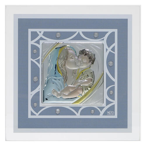 Obrazek Macierzyństwo, pomysł na prezent na chrzest, błękitny, 17x17 cm 1