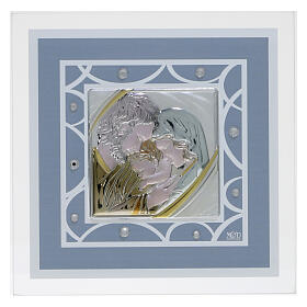 Quadretto Sacra Famiglia 17x17 cm celeste idea regalo