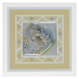 Cuadrito idea regalo Sagrada Familia marfil 17x17 cm