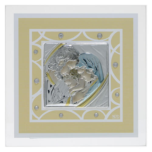 Cuadrito idea regalo Sagrada Familia marfil 17x17 cm 1