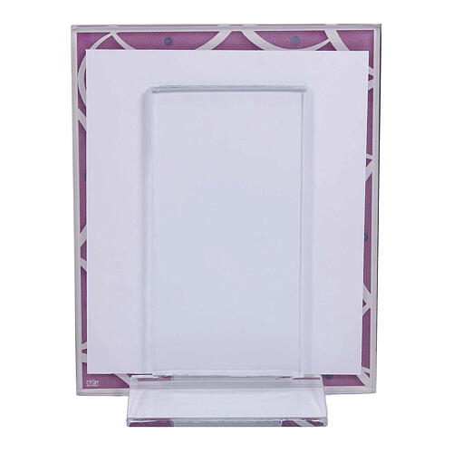 Pink glass photo frame for Baptism, Virgin with Child, 4x3 in 3