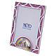 Pink glass photo frame for Baptism, Virgin with Child, 4x3 in s2