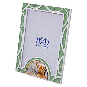 Green glass photo frame, Confirmation gift, 4x3 in
