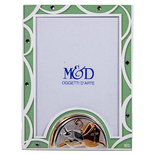 Green glass photo frame, Confirmation gift, 4x3 in 1