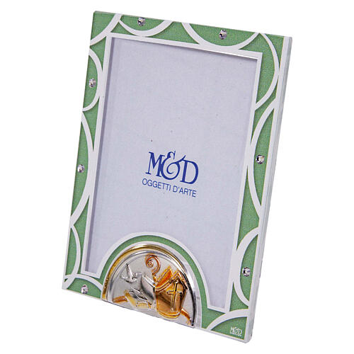 Green glass photo frame, Confirmation gift, 4x3 in 2