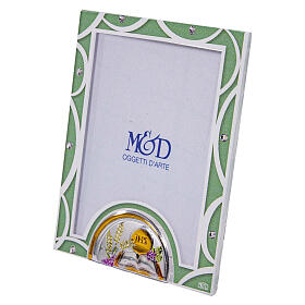 First Communion photo frame, green glass, 4x3 in