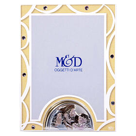 Portafoto Sacra Famiglia bordo avorio matrimonio 10x7 cm vetro