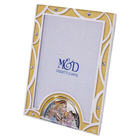 Portafoto Sacra Famiglia bordo avorio matrimonio 10x7 cm vetro