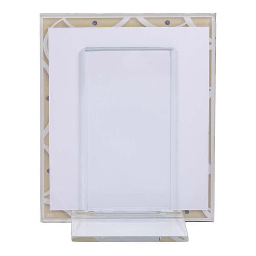 Portafoto Sacra Famiglia bordo avorio matrimonio 10x7 cm vetro 3