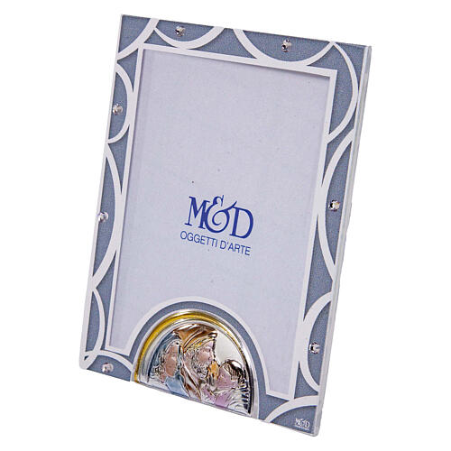 Wedding photo frame with Holy Family, light blue glass, 4x3 in 2