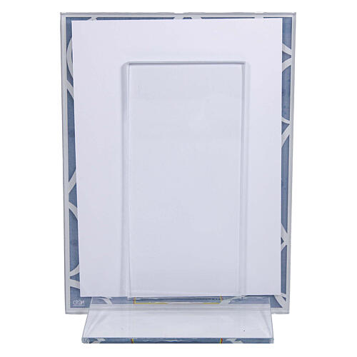Wedding photo frame with Holy Family, light blue glass, 4x3 in 3