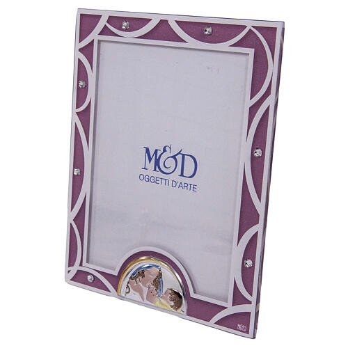 Ramka na zdjęcie ze szkła, różowa, Macierzyństwo, prezent na chrzest, 19x14 cm 2