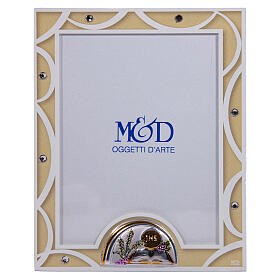 First Communion glass photo frame, ivory-coloured, 7.5x5.5 in