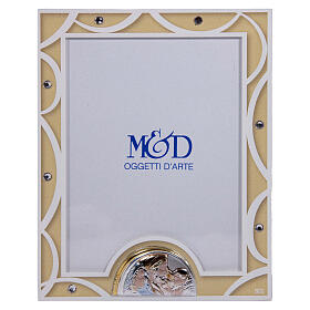 Portafoto Sacra Famiglia vetro matrimonio 19x14 cm avorio