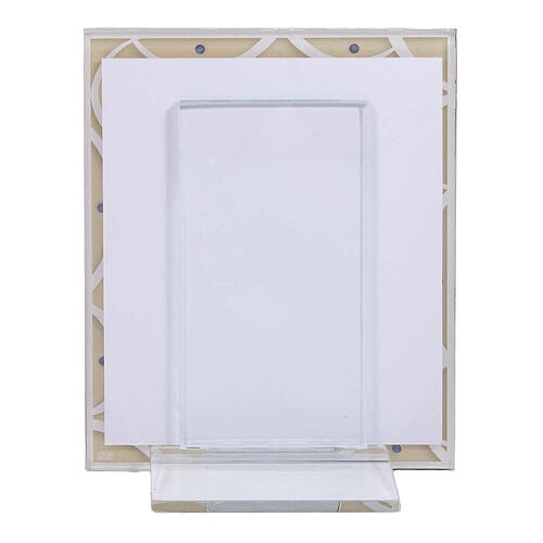 Portafoto Sacra Famiglia vetro matrimonio 19x14 cm avorio 3