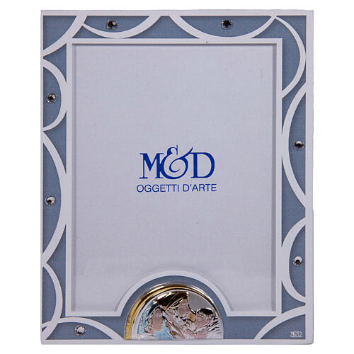 Wedding photo frame, Holy Family, 7.5x5.5 in, light blue glass 1