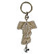 Tau-shaped keychain with Confirmation symbols and white bell, resin, h 5 in s1