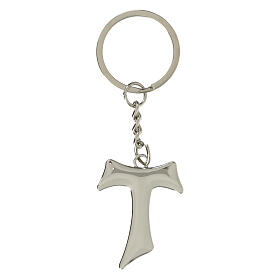 Tau-shaped metallic keychain, religious favour, h 1.5 in