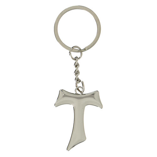 Tau-shaped metallic keychain, religious favour, h 1.5 in 1
