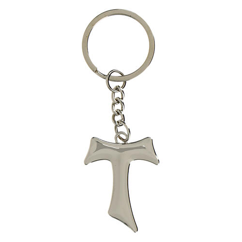 Tau-shaped metallic keychain, religious favour, h 1.5 in 2