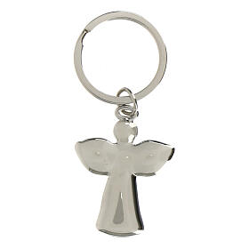 Metal angel keychain favor with stone 4 cm h