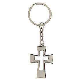 Remerciement porte-clé croix avec pierres h 4 cm métal