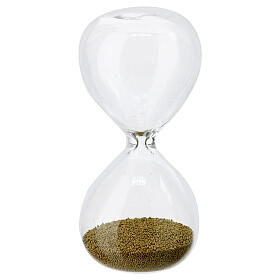 Golden hourglass of 30 seconds, glass favour, h 3 in