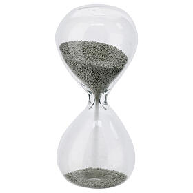 Silver hourglass of 30 seconds, glass favour, h 3 in