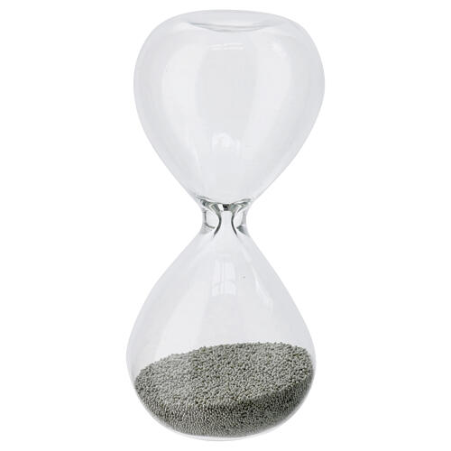 Silver hourglass of 30 seconds, glass favour, h 3 in 1