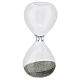 Silver hourglass of 30 seconds, glass favour, h 3 in s1