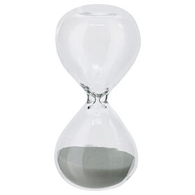 White glass hourglass h 8 cm 3 minutes Christian favor