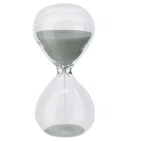 White glass hourglass h 8 cm 3 minutes Christian favor