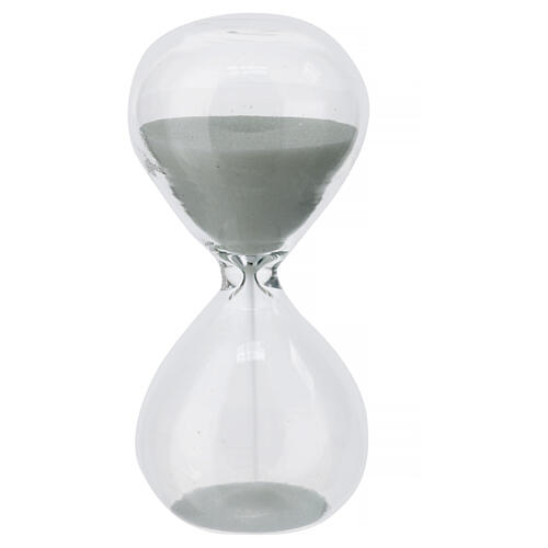 White glass hourglass h 8 cm 3 minutes Christian favor 2