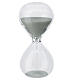 White glass hourglass h 8 cm 3 minutes Christian favor s2