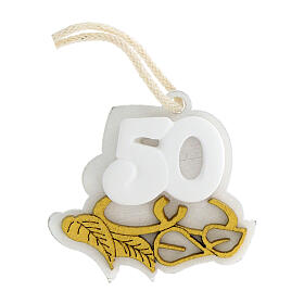 Golden ornament for 50th anniversary, plaster, h 3 in