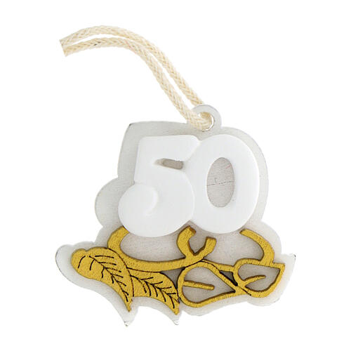 Golden ornament for 50th anniversary, plaster, h 3 in 1
