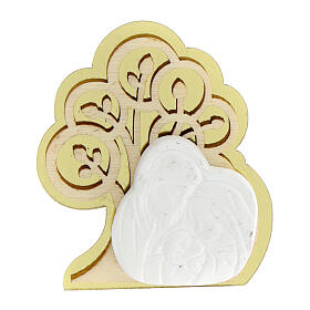 Gastgeschenk Baum des Lebens und Heilige Familie, goldfarben, Magnet, 5 cm