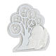 Pamiątka magnes drzewo życia i symbole komunii, tło srebrne, h 5 cm s1