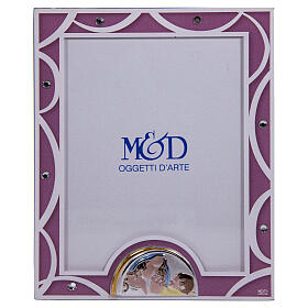Portafoto rosa maternità con cristalli 14x11 cm vetro