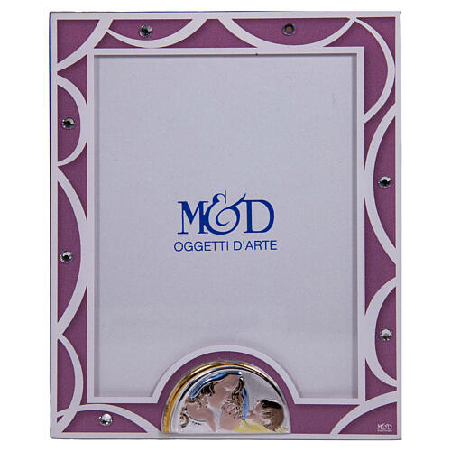 Ramka na zdjęcie ze szkła różowa, Macierzyństwo, kryształki, 14x11 cm 1