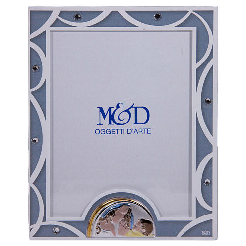 Light blue Maternity photo frame, glass and crystals, 5.5x4.5 in 1