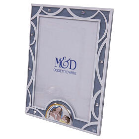 Glass photo frame with crystals 14x11 cm light blue maternity