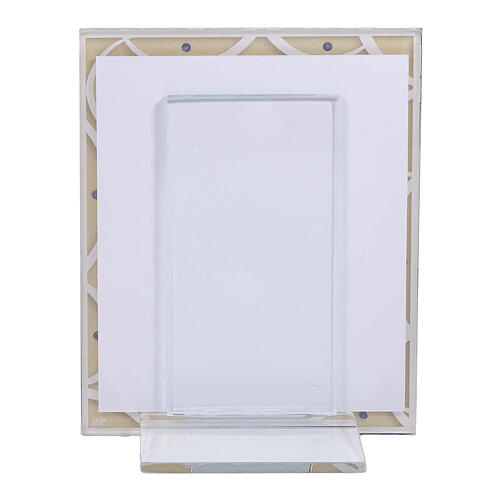 Porta-retrato crisma cor de marfim vidro 14x11 cm cristais 3
