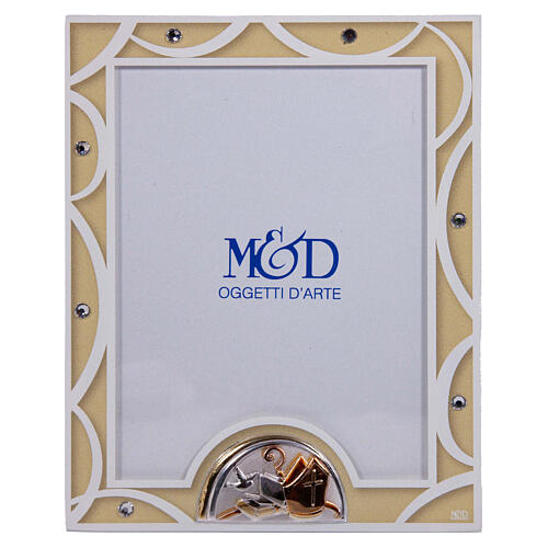 Ivory glass confirmation photo frame 14x11 cm with crystals 1