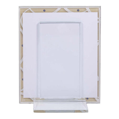 First Communion photo frame, ivory-coloured glass and crystals, 5.5x4.5 in 3