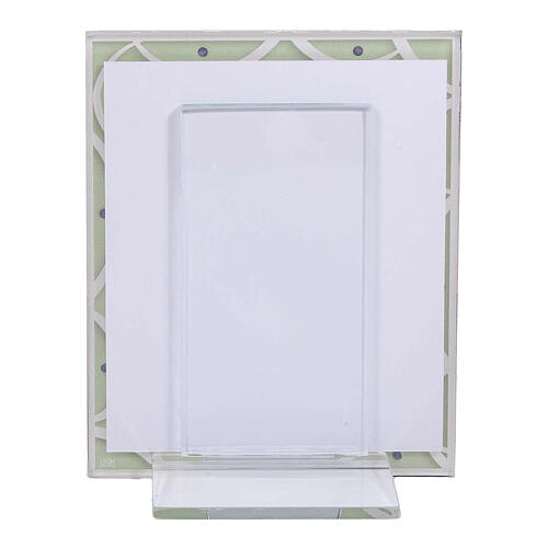 First Communion photo frame, green glass and crystals, 5.5x4.5 in 3