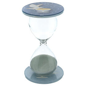Baptism favour, light blue hourglass, h 4 in, 2.5 in diameter